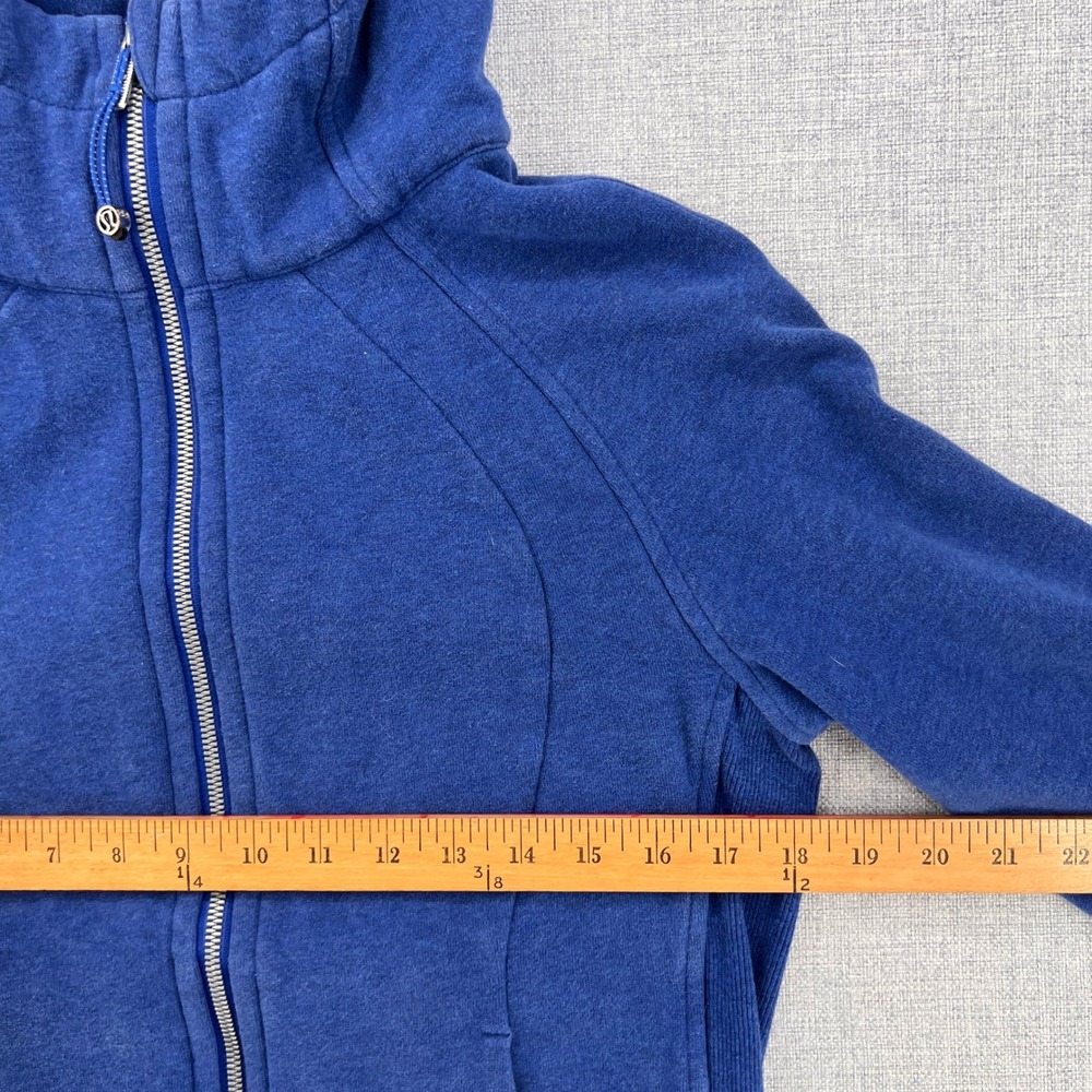 Lululemon Scuba Hoodie Full Zip Women 8 Blue Cotton Blend Athleisure Cozy Active - Picture 8 of 11